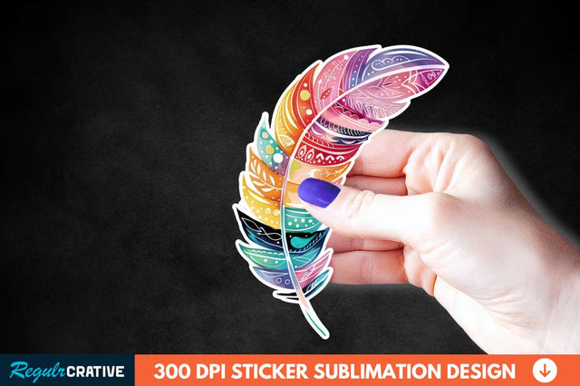 Boho Feather Sticker Clipart Sublimation Regulrcrative 