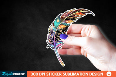 Boho Feather Sticker Clipart Sublimation Regulrcrative 