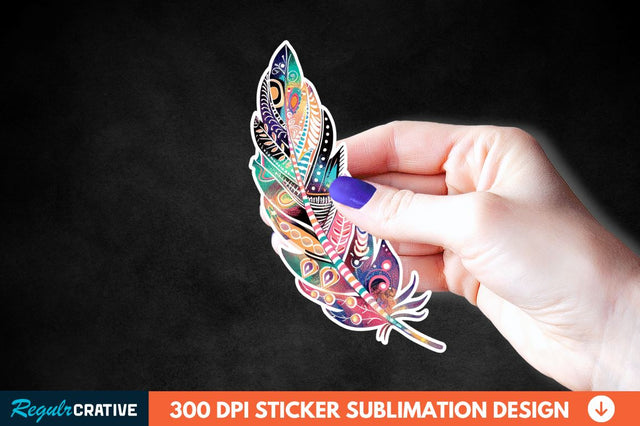 Boho Feather Sticker Clipart Sublimation Regulrcrative 