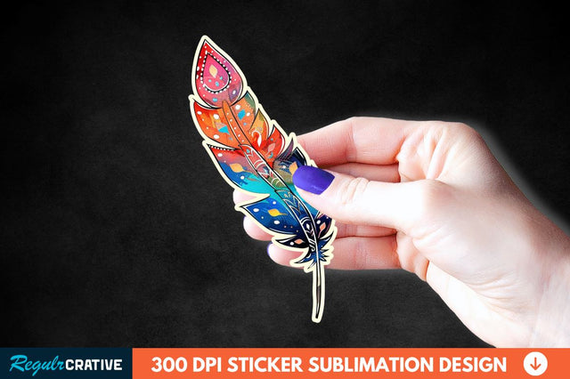 Boho Feather Sticker Clipart Sublimation Regulrcrative 