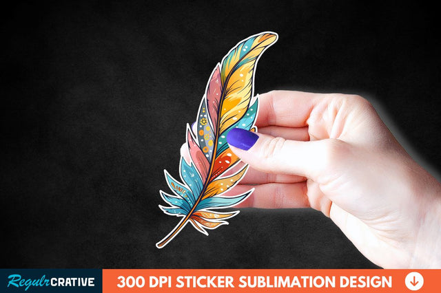 Boho Feather Sticker Clipart Sublimation Regulrcrative 