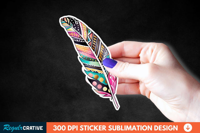 Boho Feather Sticker Clipart Sublimation Regulrcrative 