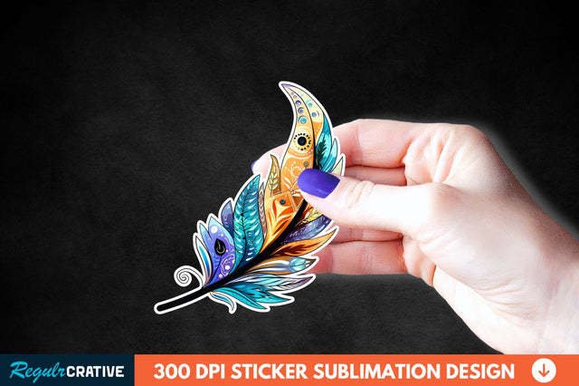 Boho Feather Sticker Clipart Sublimation Regulrcrative 