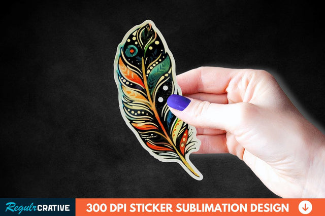 Boho Feather Sticker Clipart Sublimation Regulrcrative 