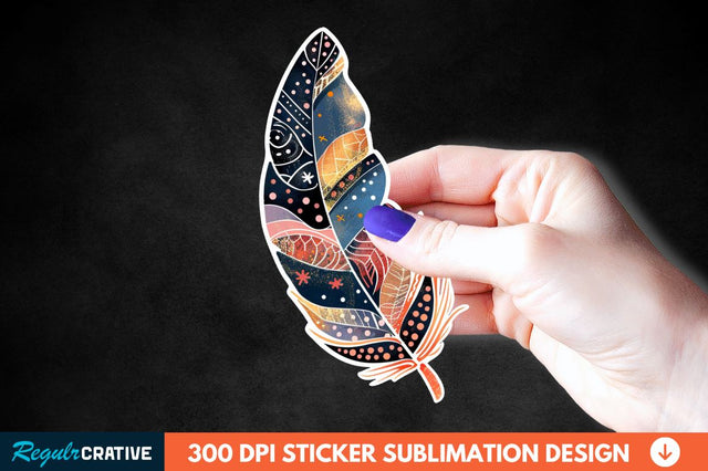 Boho Feather Sticker Clipart Sublimation Regulrcrative 