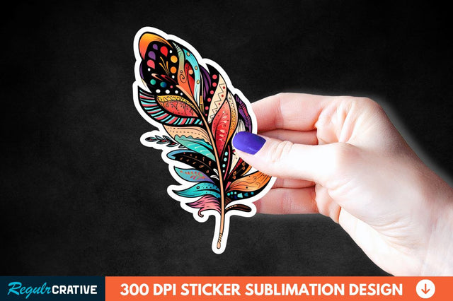 Boho Feather Sticker Clipart Sublimation Regulrcrative 