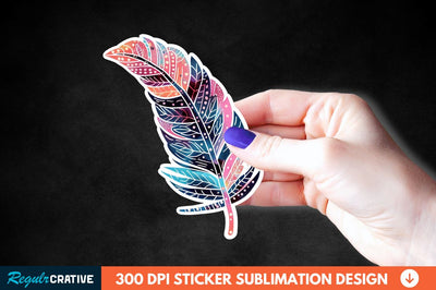 Boho Feather Sticker Clipart Sublimation Regulrcrative 
