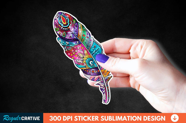 Boho Feather Sticker Clipart Sublimation Regulrcrative 