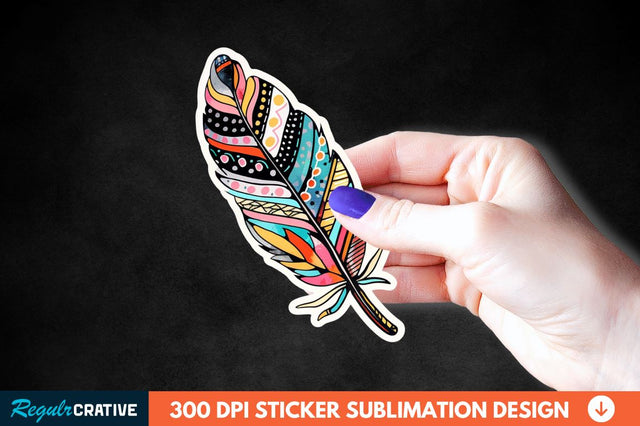 Boho Feather Sticker Clipart Sublimation Regulrcrative 
