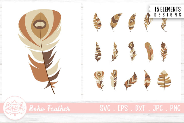 Boho Feather SVG, Tribal Feather Clipart Bundle SVG dapiyupi store 