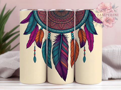 Boho Feather Tumbler, Western Sublimation Wrap, 20oz Drinkware Design, Rustic Bohemian Art, Feather Tumbler Design, Country Style Wrap, Digital Download Sublimation Li Zamperini 