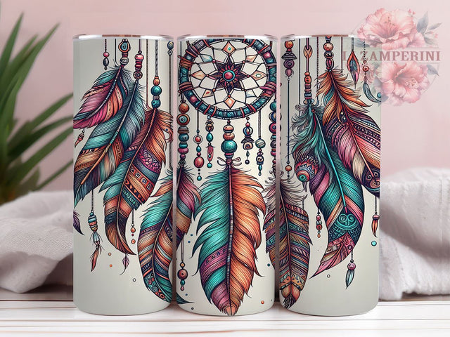 Boho Feather Tumbler, Western Sublimation Wrap, 20oz Drinkware Design, Rustic Bohemian Art, Feather Tumbler Design, Country Style Wrap, Digital Download Sublimation Li Zamperini 