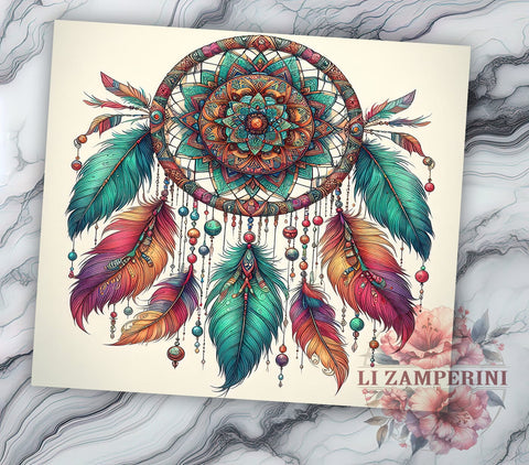Boho Feather Tumbler, Western Sublimation Wrap, 20oz Drinkware Design, Rustic Bohemian Art, Feather Tumbler Design, Country Style Wrap, Digital Download Sublimation Li Zamperini 