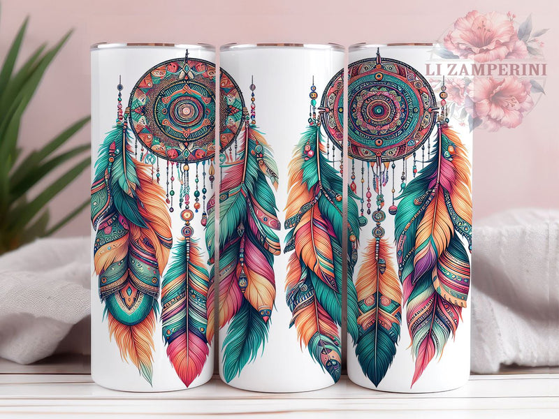Boho Feather Tumbler, Western Sublimation Wrap, 20oz Drinkware Design, Rustic Bohemian Art, Feather Tumbler Design, Country Style Wrap, Digital Download Sublimation Li Zamperini 
