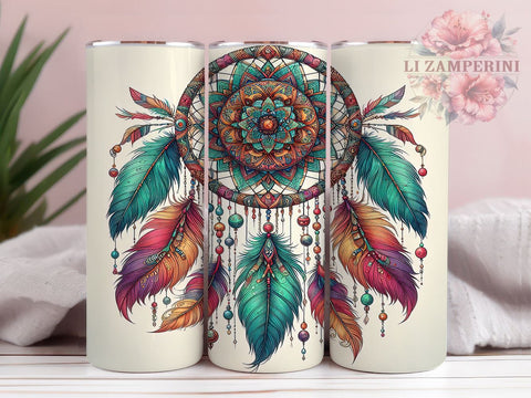 Boho Feather Tumbler, Western Sublimation Wrap, 20oz Drinkware Design, Rustic Bohemian Art, Feather Tumbler Design, Country Style Wrap, Digital Download Sublimation Li Zamperini 