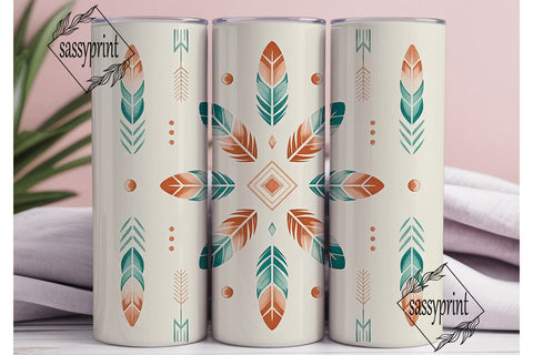 Boho Feather Tumbler Wrap PNG Sublimation sassyprint 