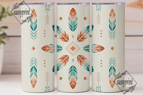 Boho Feather Tumbler Wrap PNG Sublimation sassyprint 