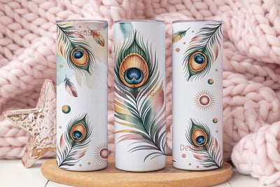 Boho Feather Watercolor 20oz Tumbler Sublimation DesignSVG 