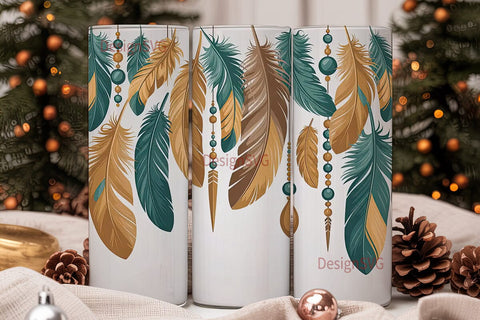 Boho Feathers 20oz Tumbler Wrap Sublimation DesignSVG 