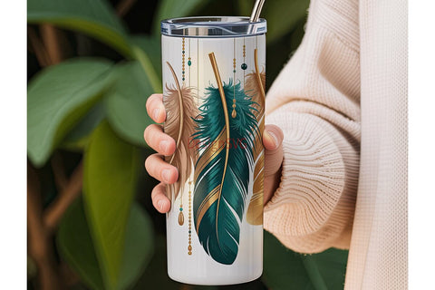 Boho Feathers 20oz Tumbler Wrap Sublimation DesignSVG 