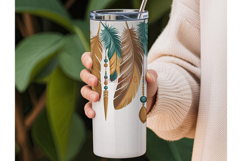 Boho Feathers 20oz Tumbler Wrap Sublimation DesignSVG 