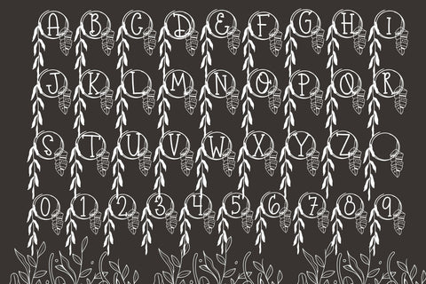 Boho Fern Monogram Font Dm Letter Studio 