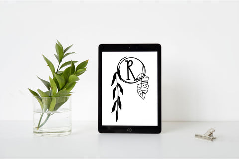 Boho Fern Monogram Font Dm Letter Studio 