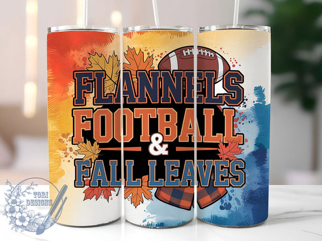 Boho Flannel Fall Football Tumbler Wrap, Flannel Football Wrap, 20oz Sublimation, Fall Leaves Cup, Autumn Boho Mug, Football Season Tumbler, Cozy Fall Drinkware Sublimation ToriDesigns 
