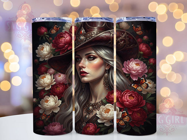 Boho Floral Aesthetic Girl 20oz Tumbler, Bohemian Girl, Flower Tumbler, Boho Style, Aesthetic Wrap, Sublimation Wrap, 20Oz Tumbler Sublimation SvggirlplusArt 