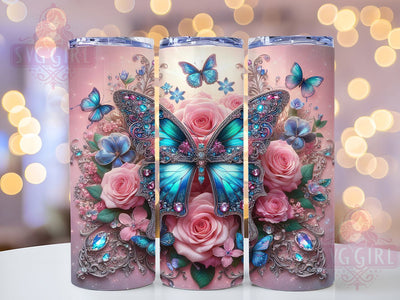 Boho Floral Butterfly Tumbler, Boho Flowers Tumbler, 20oz Tumbler Wrap, Sublimation Design, Nature Lover Gift, Whimsical Butterfly Wrap, Bohemian Floral Tumbler Sublimation SvggirlplusArt 