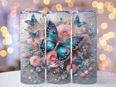 Boho Floral Butterfly Tumbler, Boho Flowers Tumbler, 20oz Tumbler Wrap, Sublimation Design, Nature Lover Gift, Whimsical Butterfly Wrap, Bohemian Floral Tumbler Sublimation SvggirlplusArt 