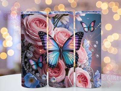 Boho Floral Butterfly Tumbler, Boho Flowers Tumbler, 20oz Tumbler Wrap, Sublimation Design, Nature Lover Gift, Whimsical Butterfly Wrap, Bohemian Floral Tumbler Sublimation SvggirlplusArt 
