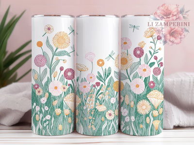 Boho Floral Dragonfly Tumbler, Dragonfly Tumbler, Seamless Boho Wrap, Rustic Dragonfly Wrap, Elegant Floral Wrap, Sublimation Design, Trendy Gift Idea Sublimation Li Zamperini 
