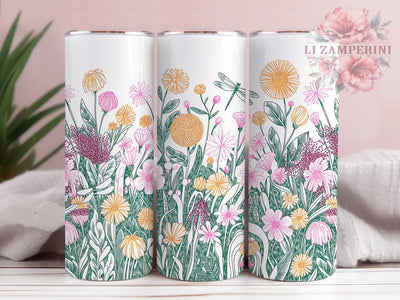 Boho Floral Dragonfly Tumbler, Dragonfly Tumbler, Seamless Boho Wrap, Rustic Dragonfly Wrap, Elegant Floral Wrap, Sublimation Design, Trendy Gift Idea Sublimation Li Zamperini 