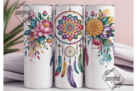 Boho Floral Dreamcatcher 20oz Tumbler Sublimation sassyprint 