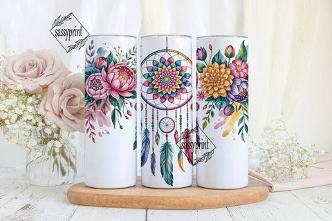 Boho Floral Dreamcatcher 20oz Tumbler Sublimation sassyprint 