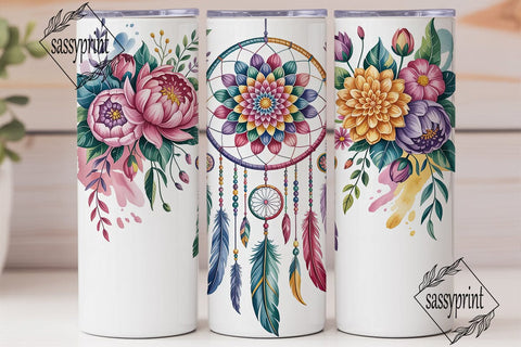 Boho Floral Dreamcatcher 20oz Tumbler Sublimation sassyprint 