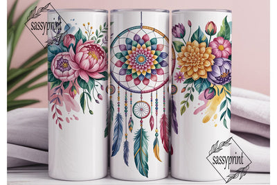 Boho Floral Dreamcatcher 20oz Tumbler Sublimation sassyprint 