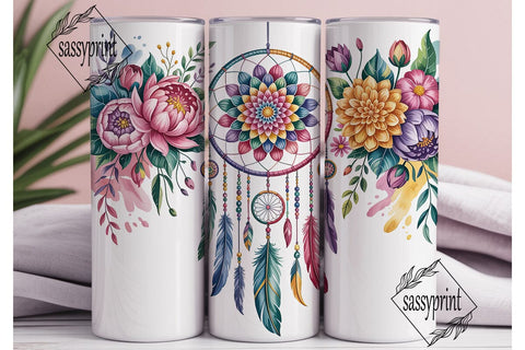 Boho Floral Dreamcatcher 20oz Tumbler Sublimation sassyprint 