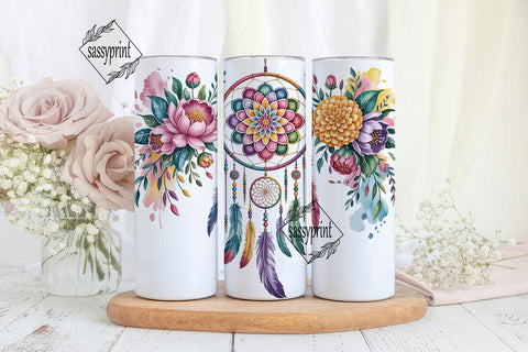 Boho Floral Dreamcatcher 20oz Tumbler Sublimation sassyprint 