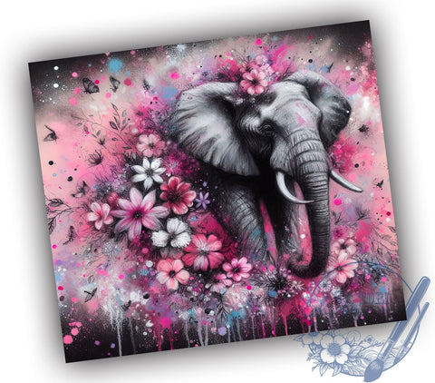 Boho Floral Elephant Tumbler Wrap, Pink Floral Elephant Tumbler, Boho Safari Design, 20oz Tumbler Wrap, Animal Print Drinkware, Pink Safari Decor, Unique Gift, Sublimation Art Sublimation ToriDesigns 