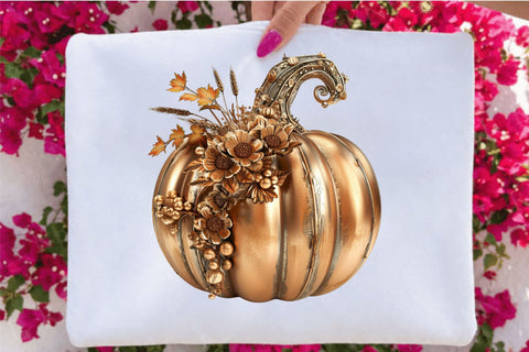 Boho Floral Fall Pumpkin Clipart PNG Set Bundle. Sublimation SVGArt 