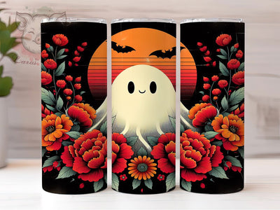 Boho Floral Ghost Halloween Tumbler Wrap, Halloween Tumbler Png, 20oz Skinny Tumbler, Sublimation Download, Spooky Season Tumbler, Cute Ghost Png, Boho Halloween Tumbler Sublimation Lara' s Designs 