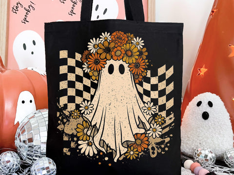 Boho Floral Ghost PNG, Cute Halloween Ghost Shirt Design SVG DesignDestine 