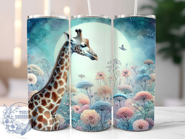 Boho Floral Giraffe Safari Tumbler, Floral Animal Design, Boho Giraffe, Tropical Giraffe Wrap, Nature Lover Drinkware, Floral Wildlife Tumbler, Safari Inspired Tumbler Sublimation ToriDesigns 