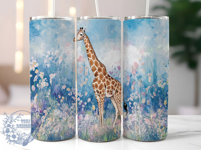 Boho Floral Giraffe Safari Tumbler, Floral Animal Design, Boho Giraffe, Tropical Giraffe Wrap, Nature Lover Drinkware, Floral Wildlife Tumbler, Safari Inspired Tumbler Sublimation ToriDesigns 