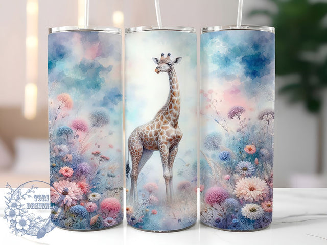 Boho Floral Giraffe Safari Tumbler, Floral Animal Design, Boho Giraffe, Tropical Giraffe Wrap, Nature Lover Drinkware, Floral Wildlife Tumbler, Safari Inspired Tumbler Sublimation ToriDesigns 