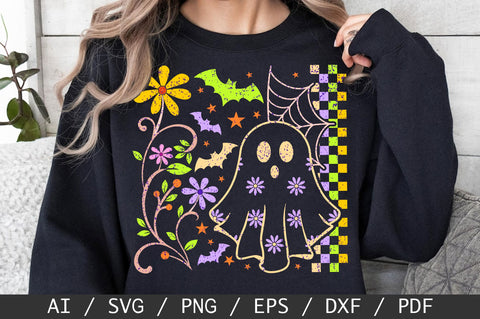 Boho Floral Halloween Ghost SVG, Boo SVG SVG SVG Studio 