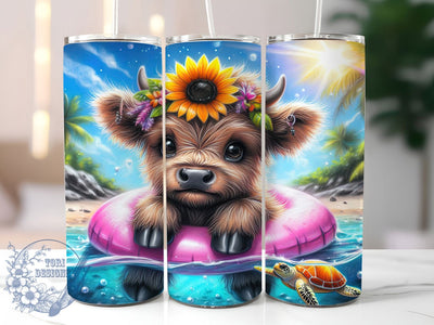 Boho Floral Highland Cow 20oz Tumbler, Summer Tumbler, Boho Cow Tumbler, Western Tumbler, Floral Cow Tumbler, 20oz Sublimation Wrap, Country Tumbler Sublimation ToriDesigns 