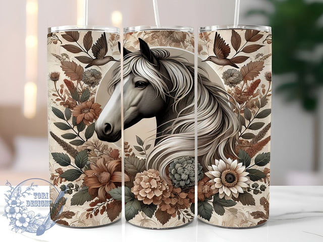 Boho Floral Horse Bohemian Equestrian Tumbler Wrap, Floral Horse Wrap, 20oz Drinkware, Horse Sublimation, Bohemian Gifts, Floral Tumbler Design, Equestrian Decor Sublimation ToriDesigns 